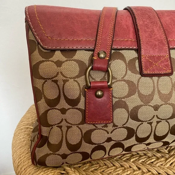 COACH Vintage Y2K Special Edition Fall 2004 Burgundy Suede Monogram Shoulder Bag - Picture 13 of 16